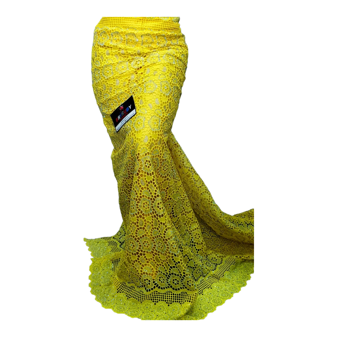 Andrea Swiss Cotton Lace - Yellow & Gold  - SCL02C