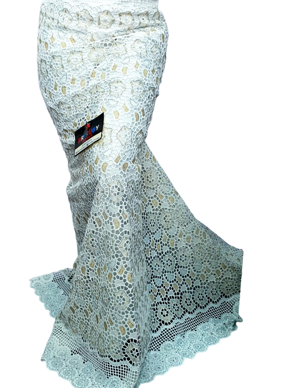 Andrea Swiss Cotton Lace - White & Gold  - SCL02B