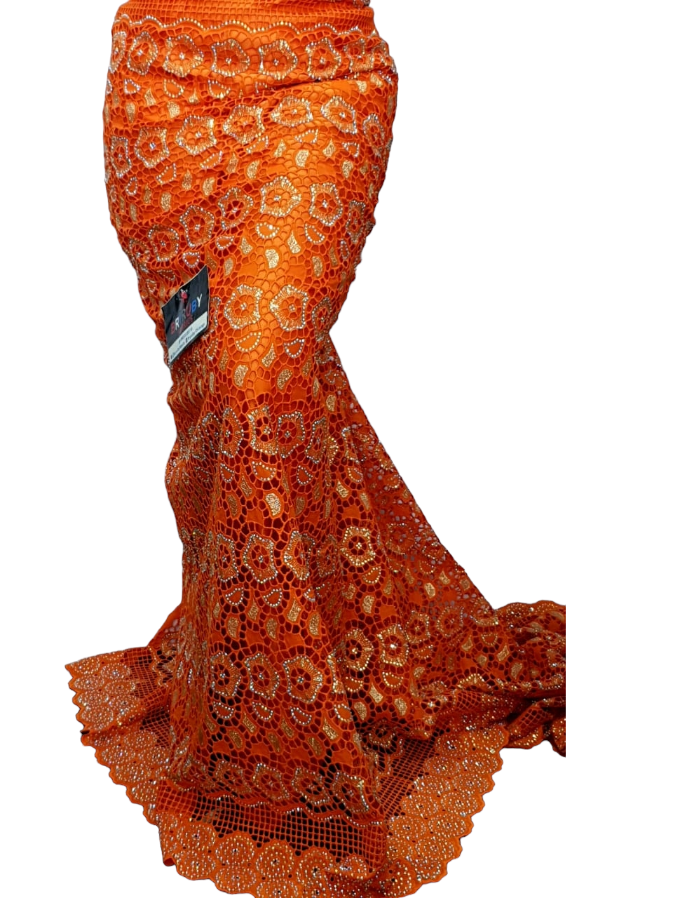 Andrea Swiss Cotton Lace - Orange & Gold  - SCL02G