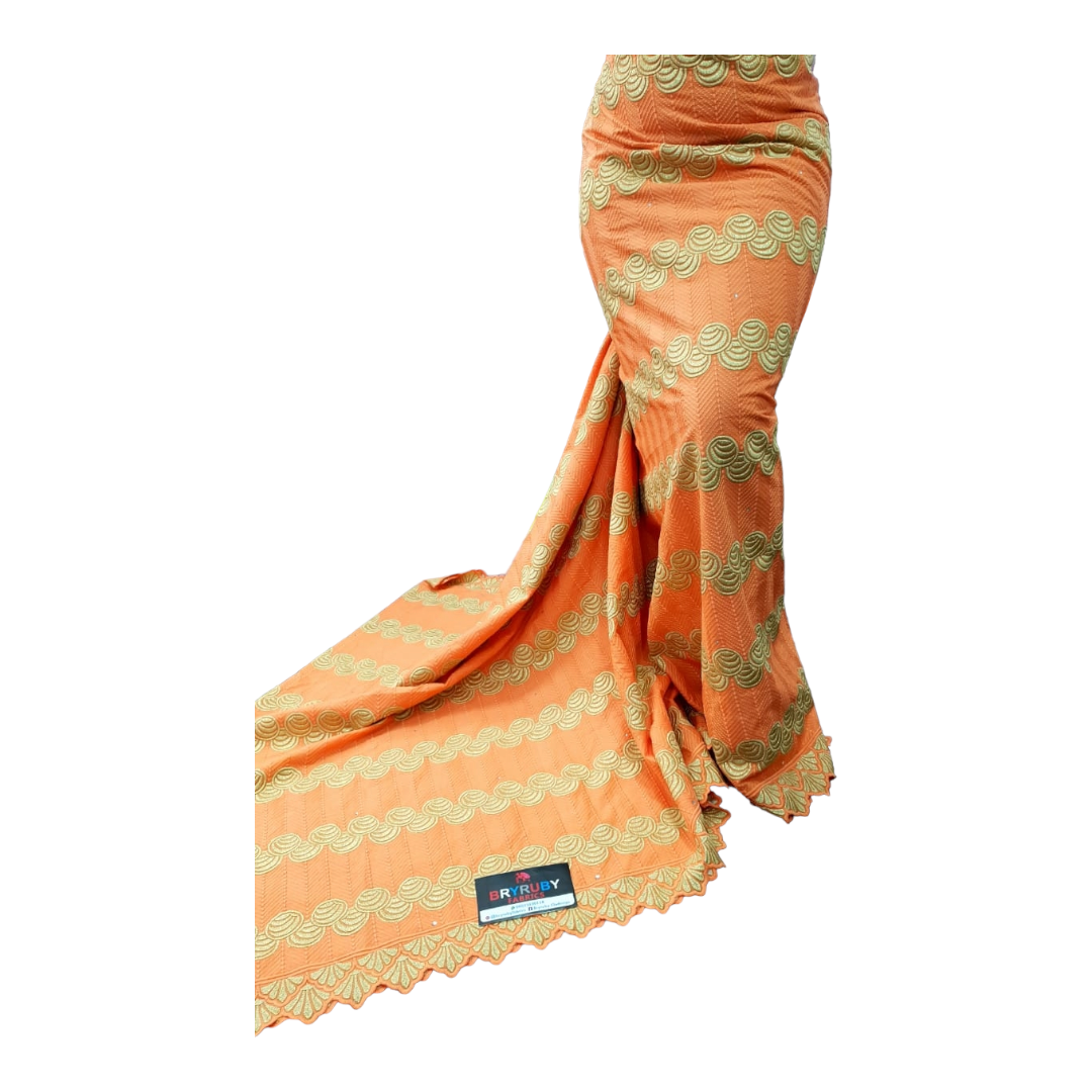 JASMINE NO STONES SWISS COTTON LACE - PEACH & GOLD - SCL04EB