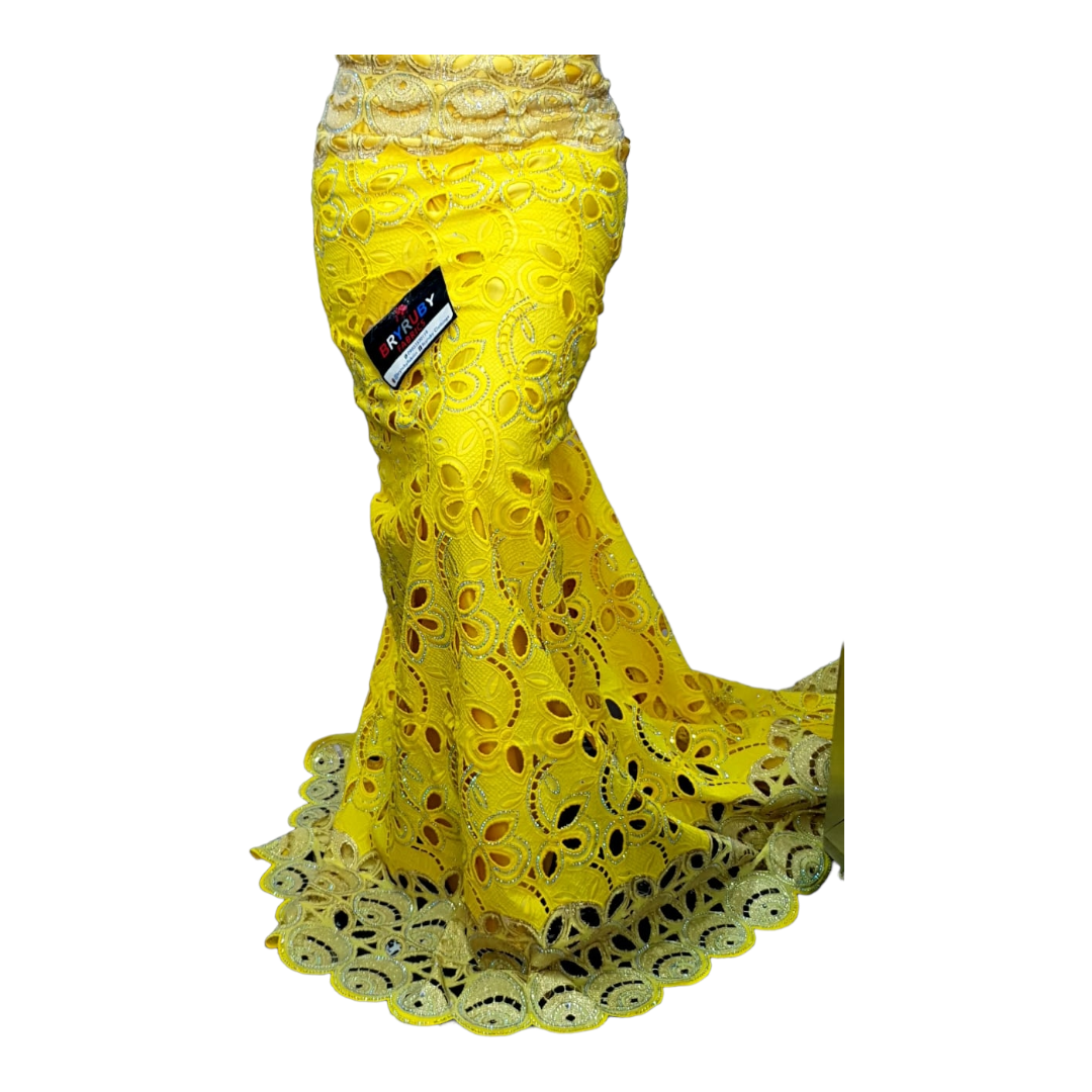 CHELSEA SWISS COTTON LACE - Yellow & Gold - SCL09B