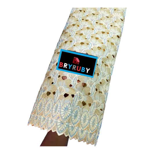 DALLAS SWISS COTTON LACE - Cream & Gold - SCL07F