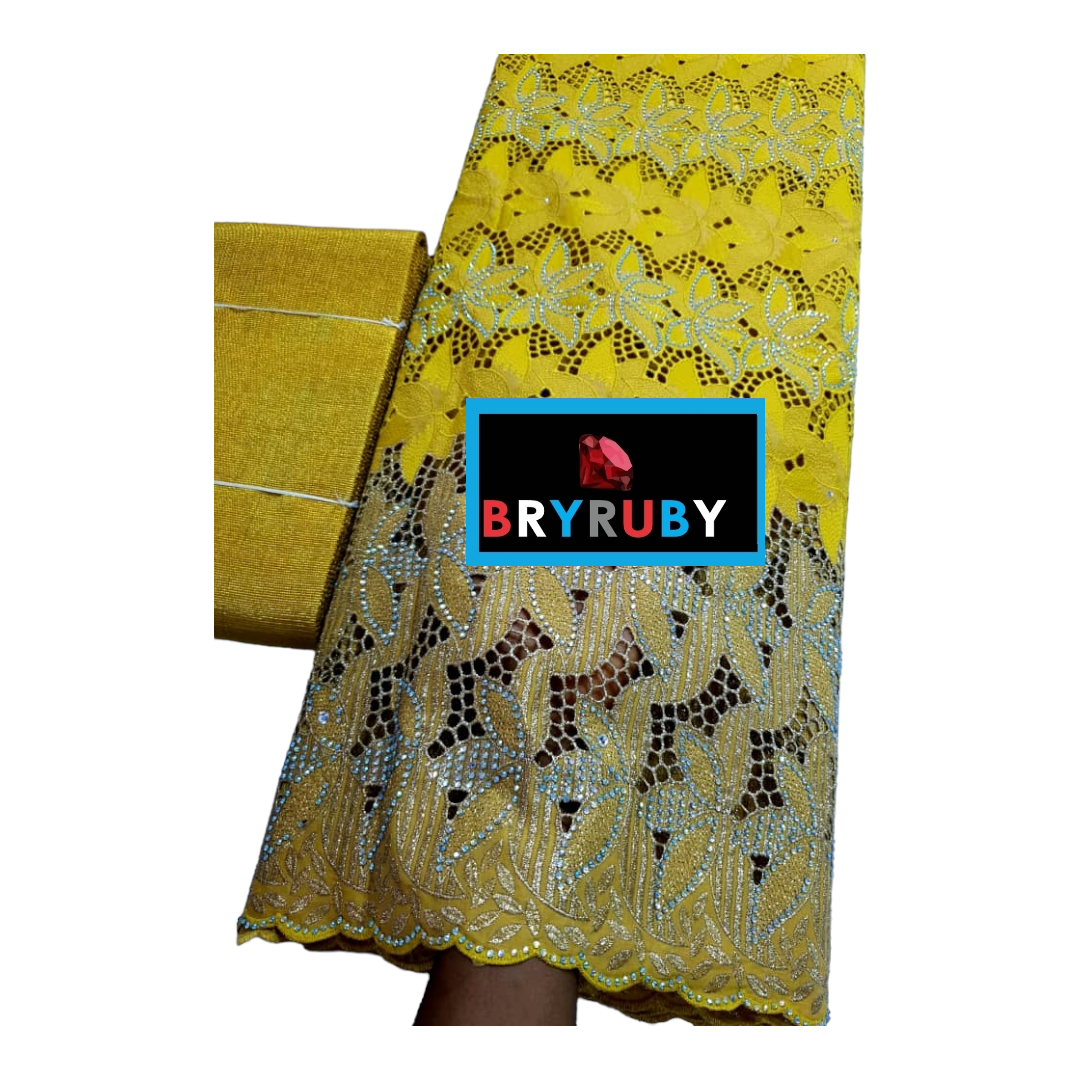 PARIS SWISS COTTON LACE - Mustard & Gold - SCL08B