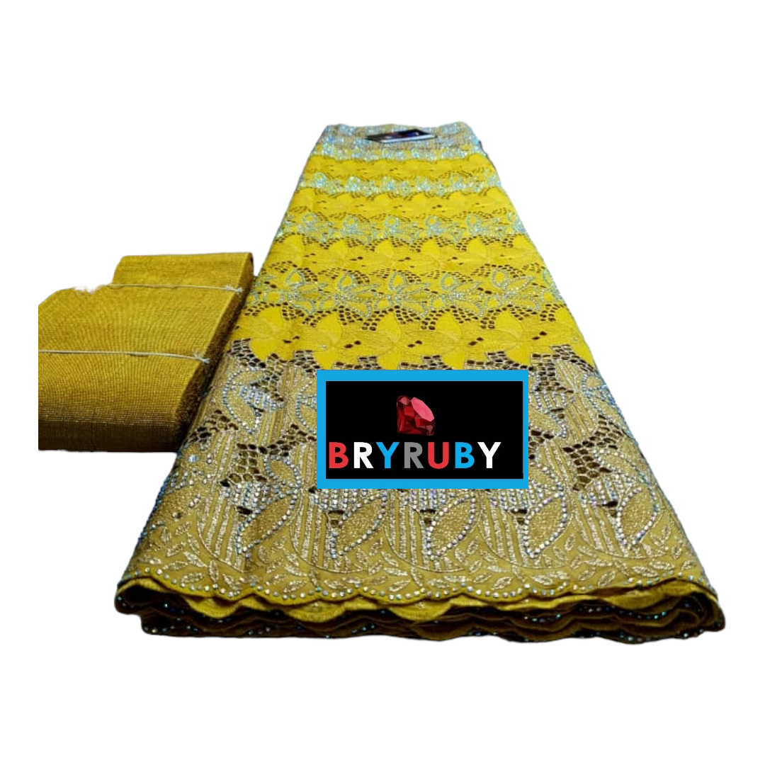 PARIS SWISS COTTON LACE - Mustard & Gold - SCL08B