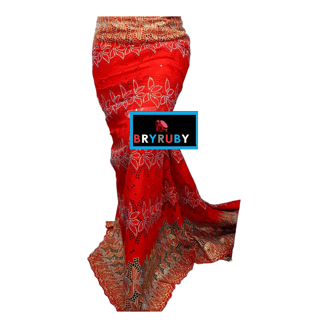 PARIS SWISS COTTON LACE - Red & Gold - SCL08H