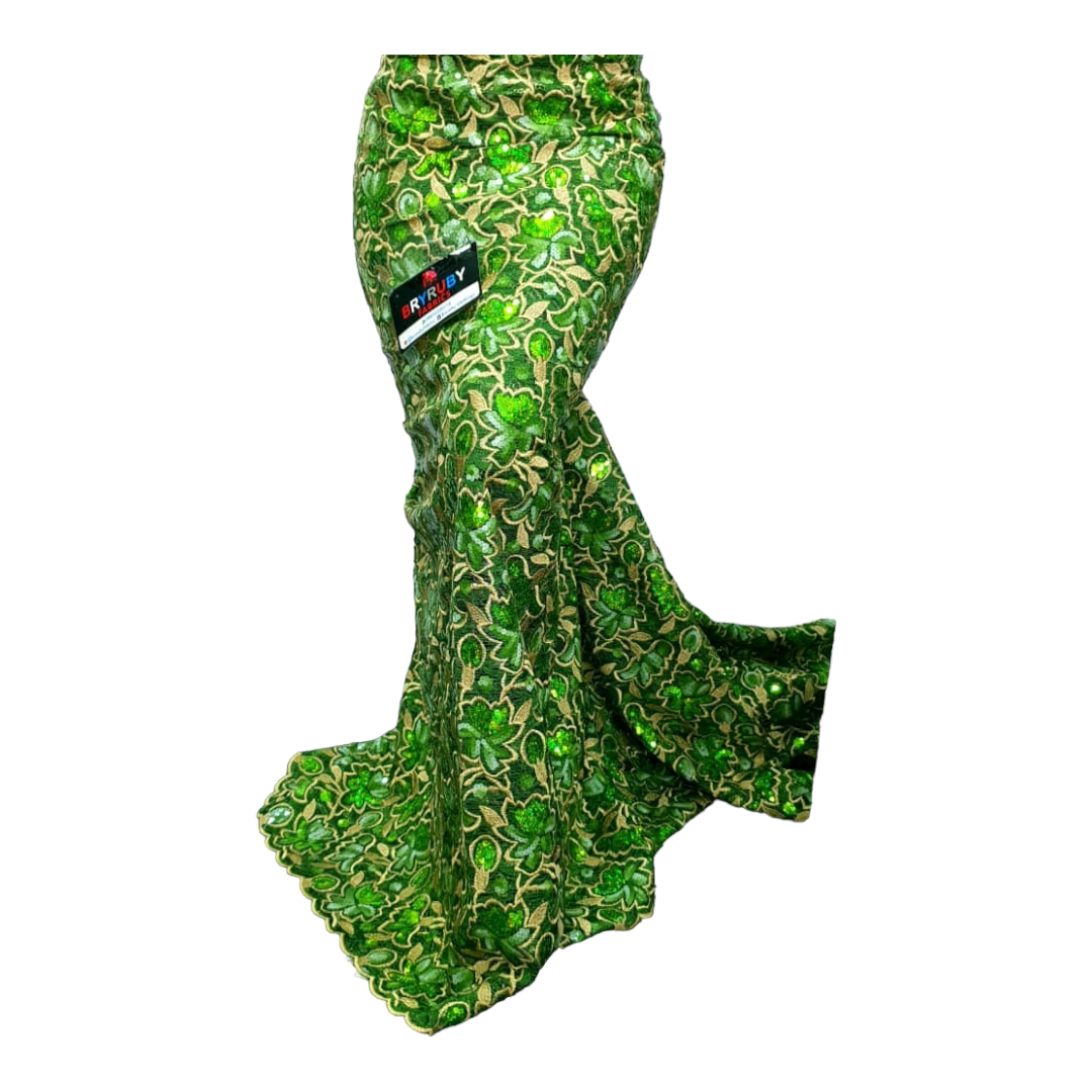 Korra Green Sequins Net Lace SNL04B