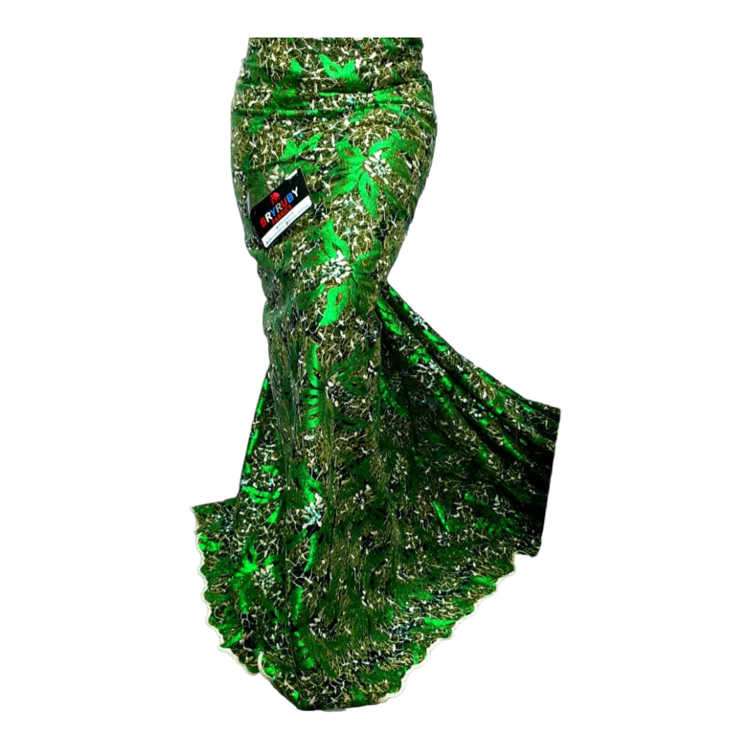 Dammy Emerald Green Sequins Flock Net Lace FL02E