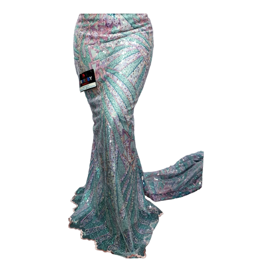 Tricia Onion Mint Sequins Tulle Lace STL01B