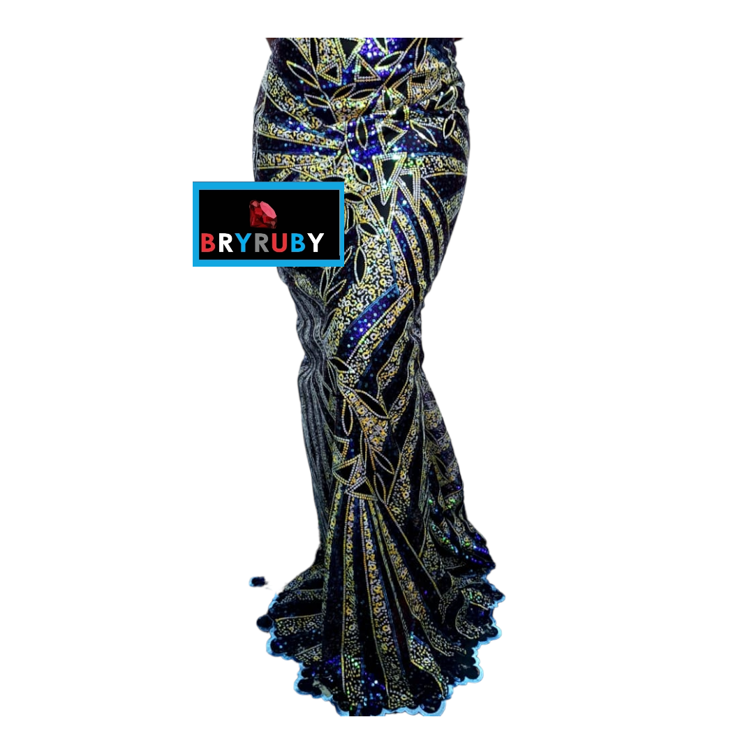 Tricia Navy Sequins Tulle Lace STL01A