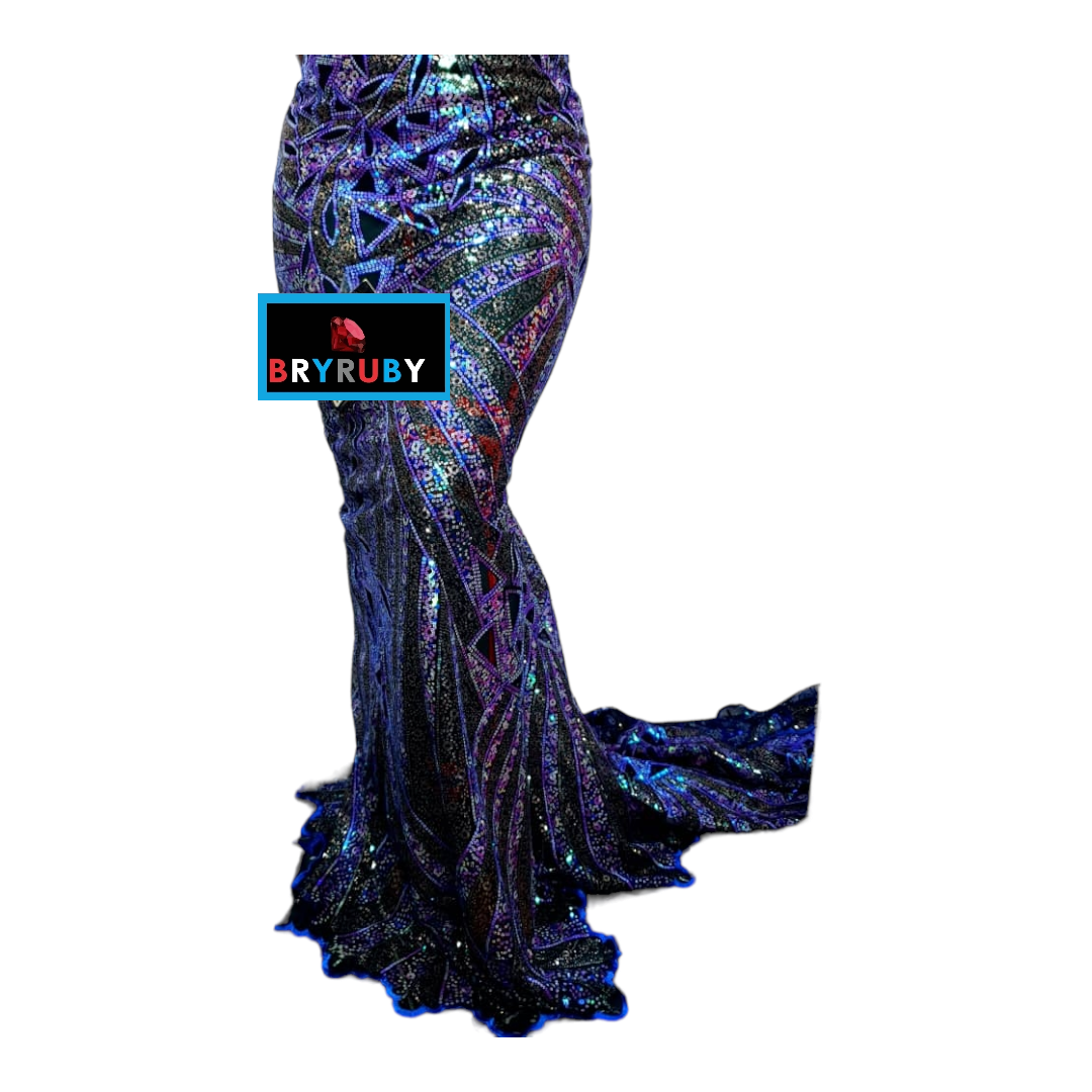 Tricia Navy Sequins Tulle Lace STL01A