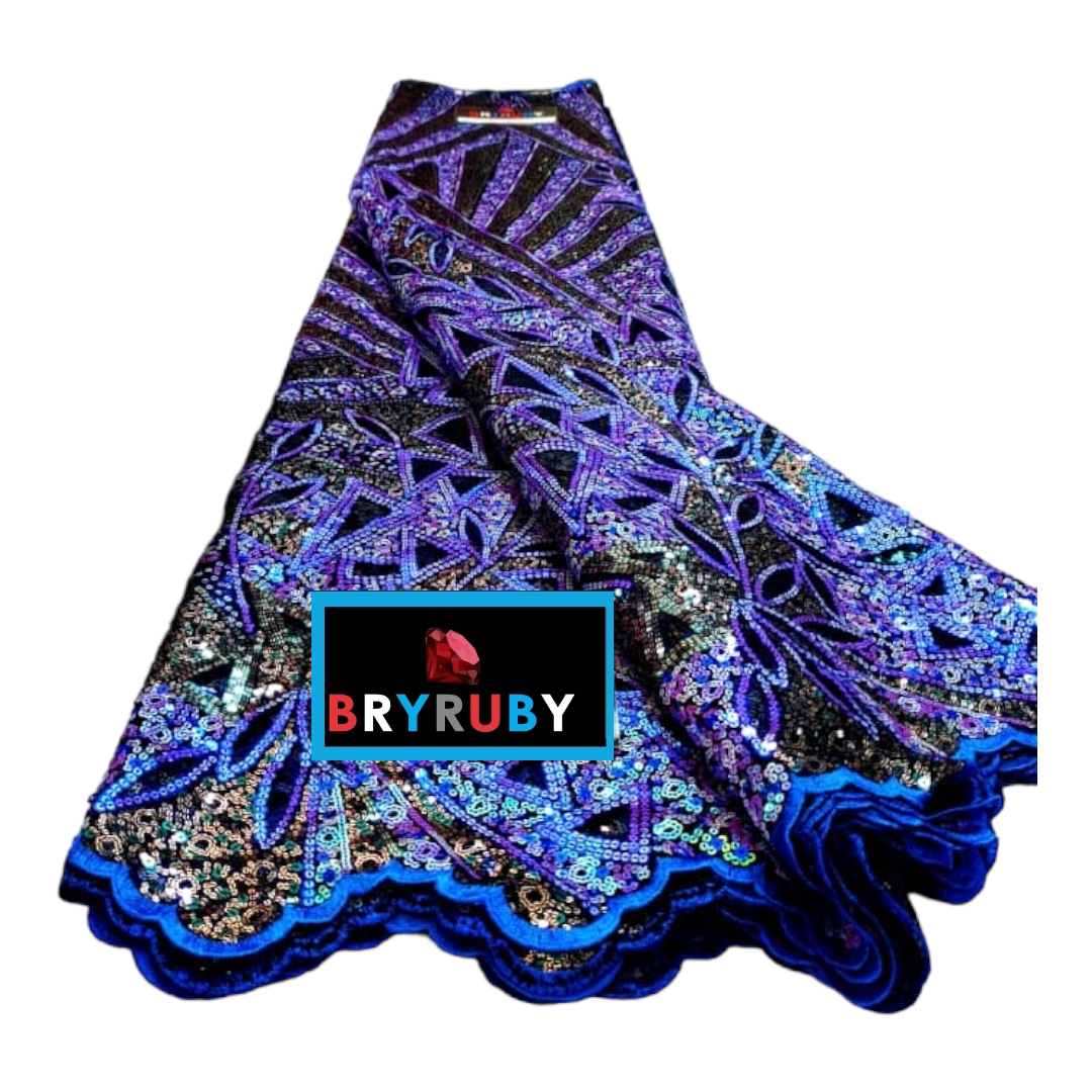 Tricia Royal Blue Sequins Tulle Lace STL01G