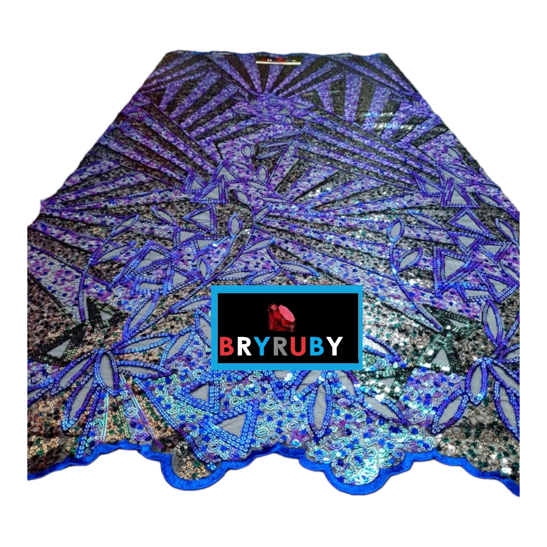 Tricia Royal Blue Sequins Tulle Lace STL01G