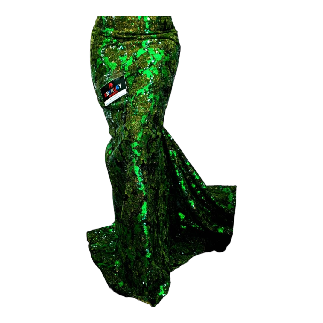 Regina Emerald Green Sequins Flock Net Lace FL01E