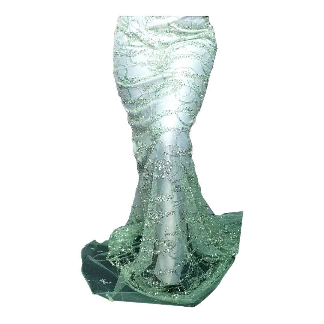 Temmy Seagreen Beaded Tulle Lace BTL04C