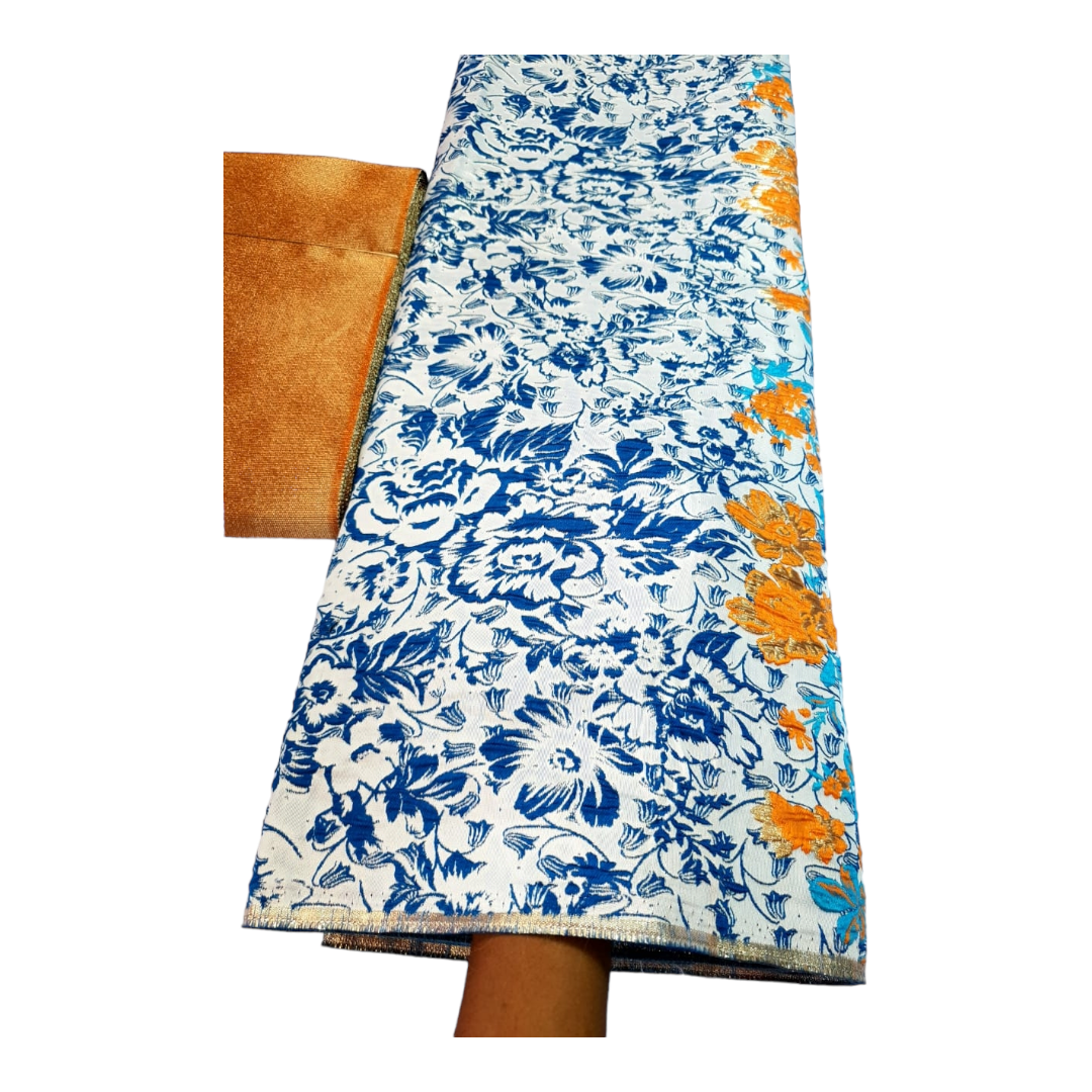 Nairobi Orange Blue Brocade BR01B