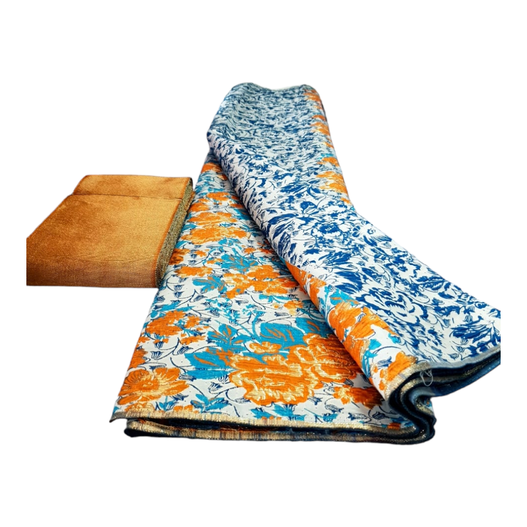 Nairobi Orange Blue Brocade BR01B