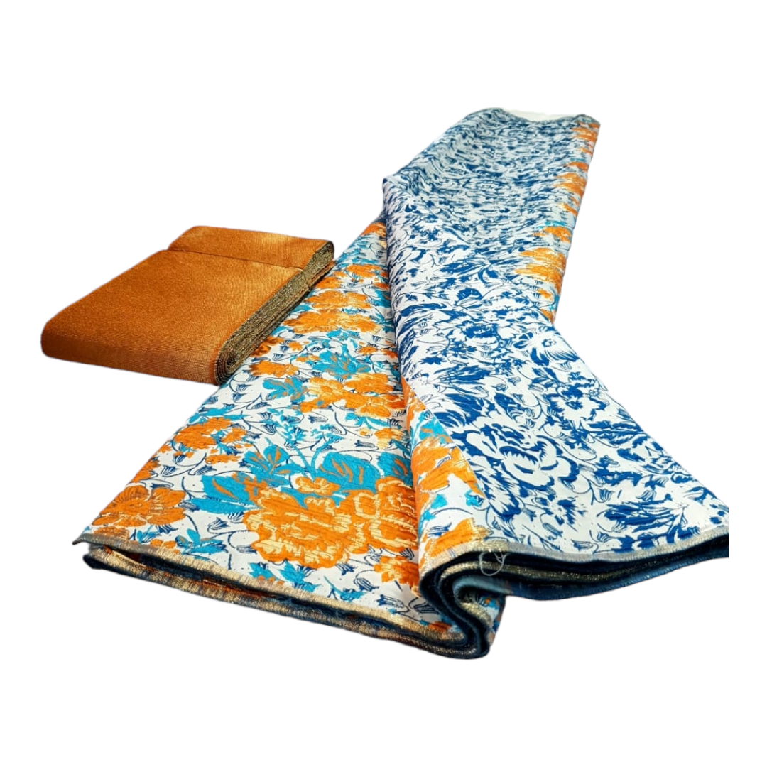 Nairobi Orange Blue Brocade BR01B