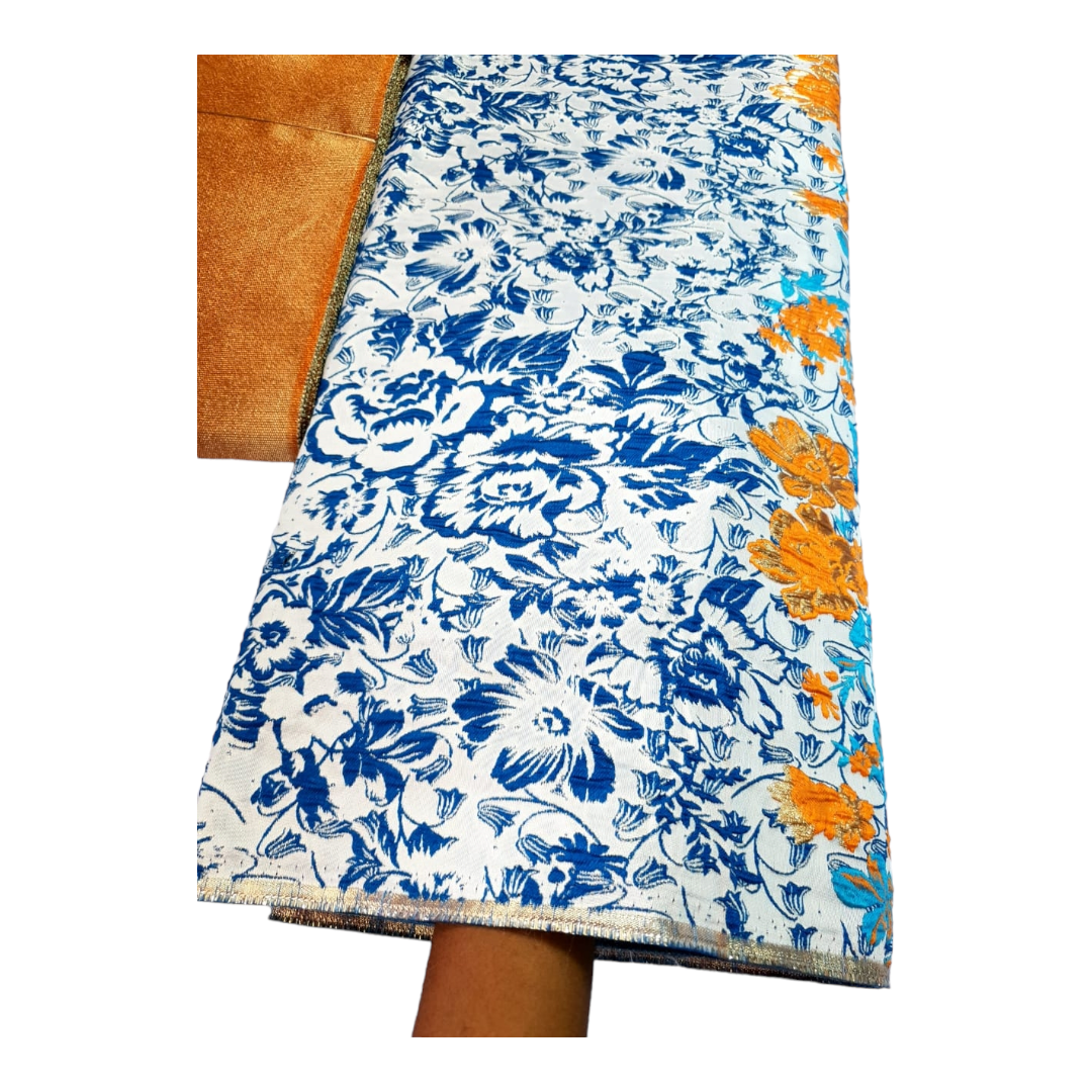 Nairobi Orange Blue Brocade BR01B