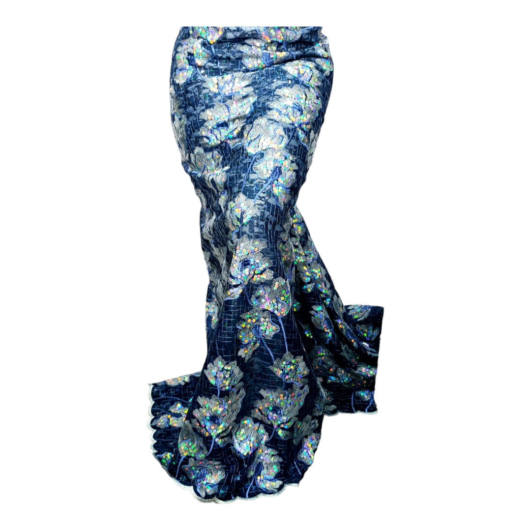 Jada NavyBlue Sequins Net Lace SNL08B