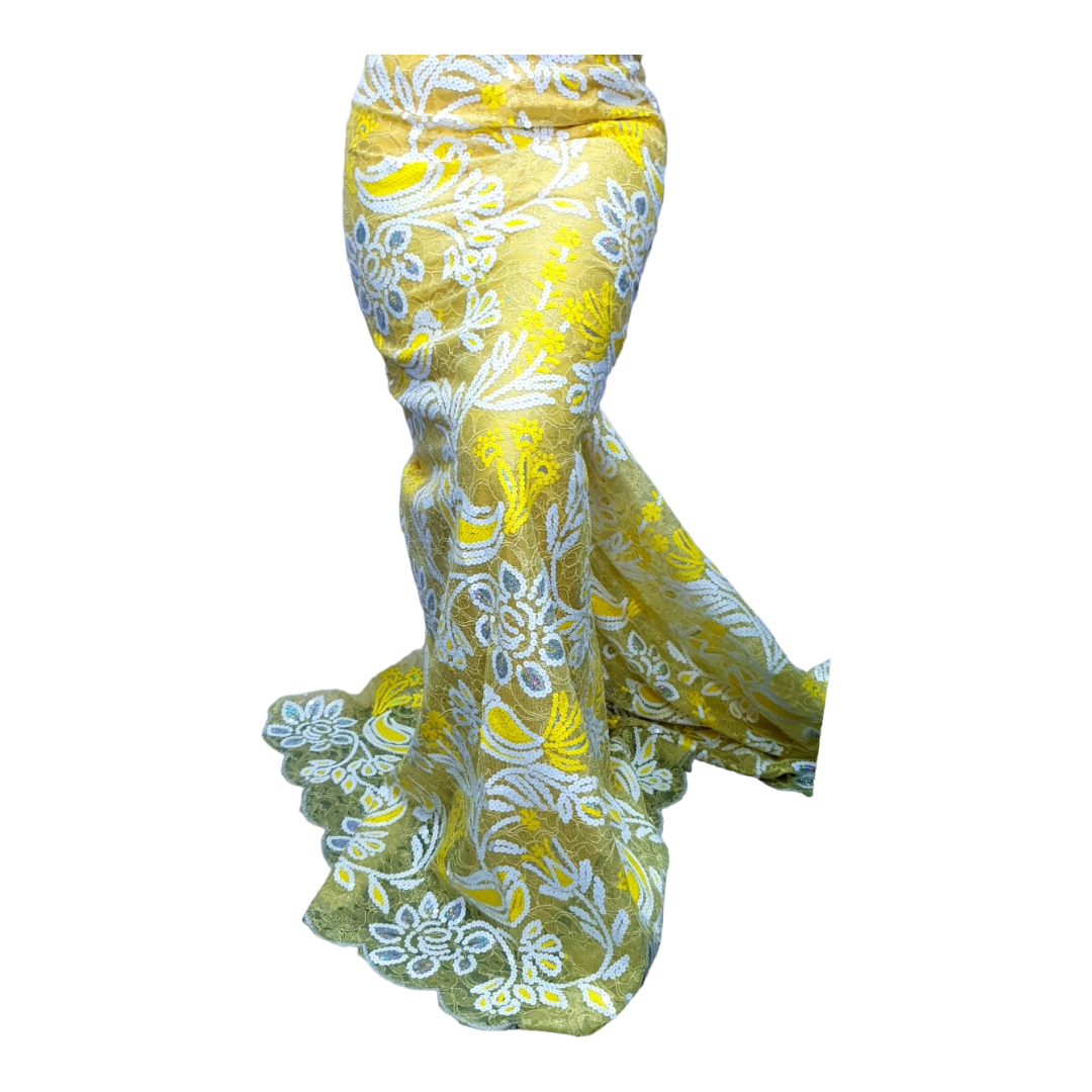 Bisola Yellow Sequins Net Lace SNL06A