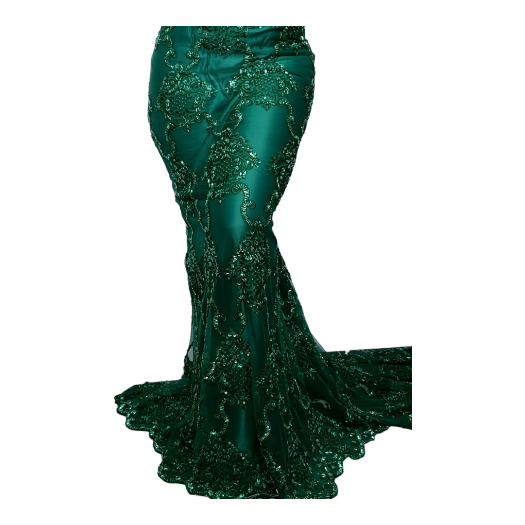 Ava Emerald Green Beaded Lace BTL09F