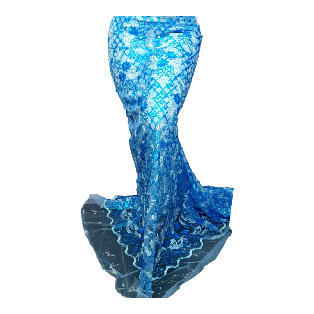 Nana Blue Sequins Net Lace SNL10A