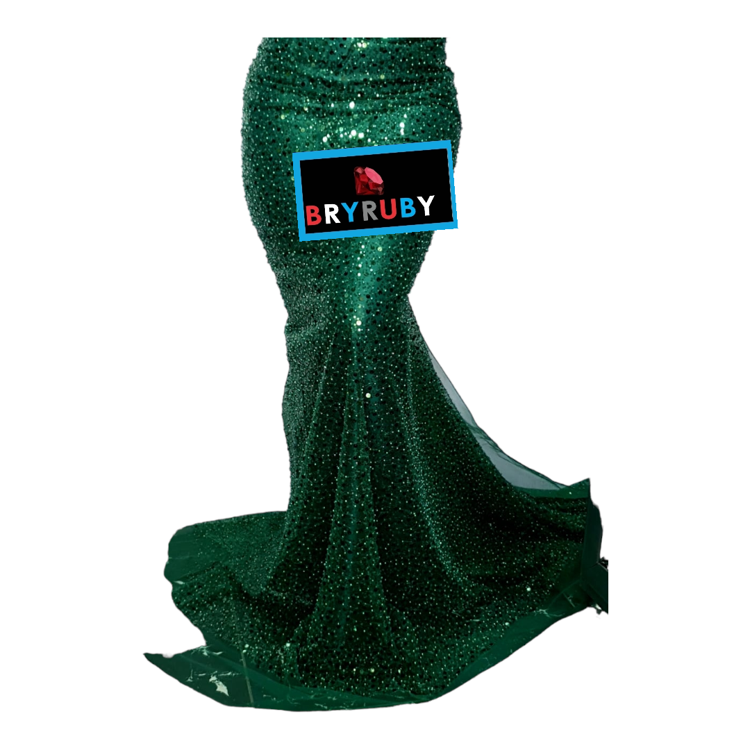 Bella Green Beaded Tulle lace BTL08A