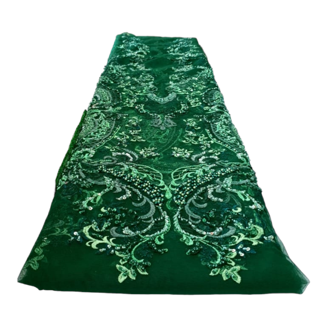 Shiloh Green Beaded Tulle Lace BTL16F