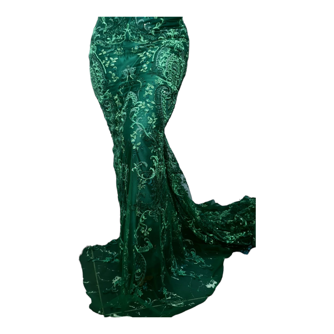 Shiloh Green Beaded Tulle Lace BTL16F