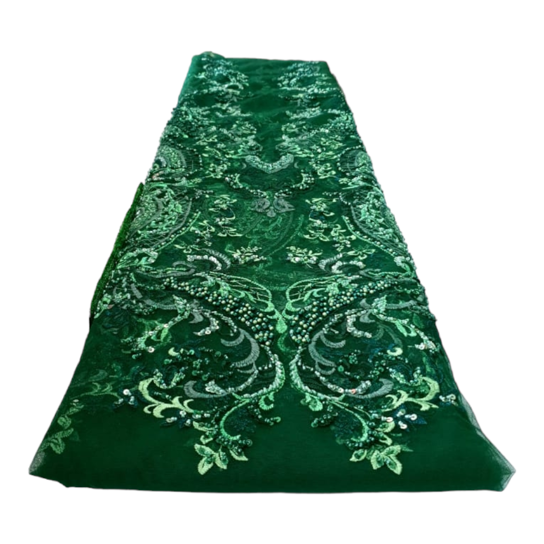 Shiloh Green Beaded Tulle Lace BTL16F