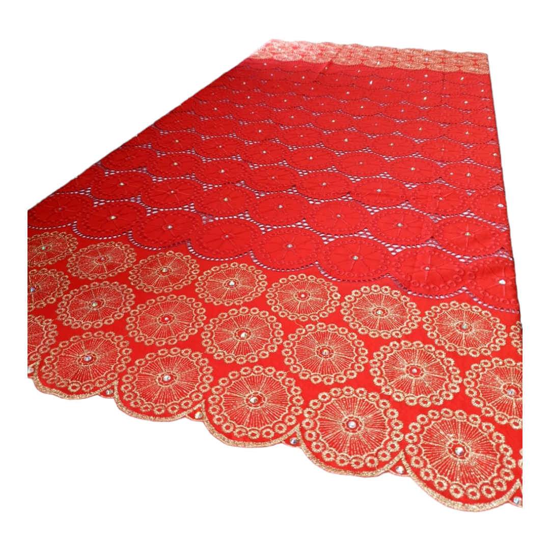 Olivia Red BIG stoned Swiss Cotton Lace SCL10A