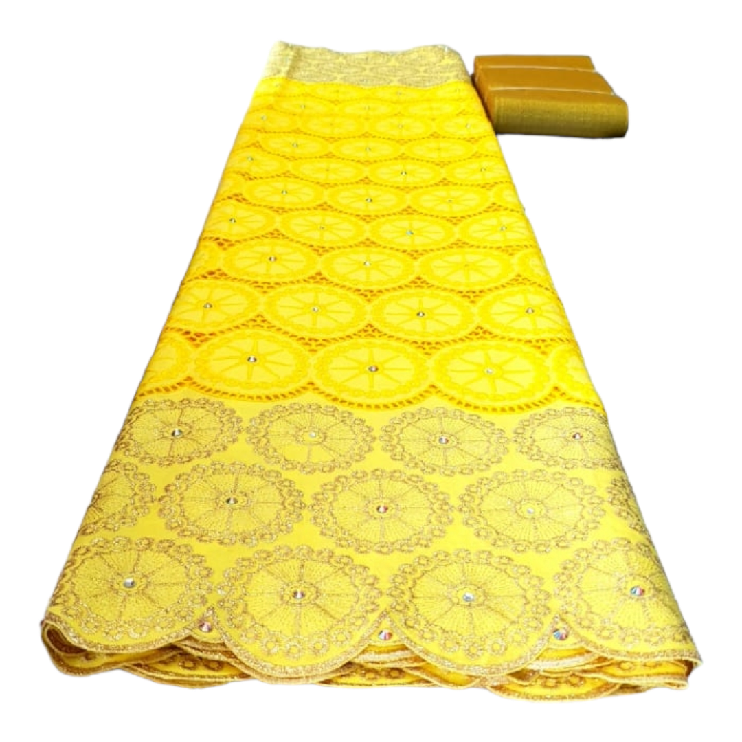 Olivia Yellow BIG stoned Swiss Cotton Lace SCL10C