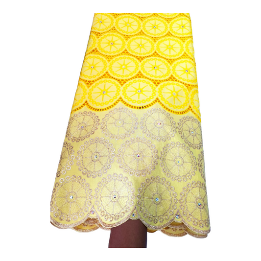 Olivia Yellow BIG stoned Swiss Cotton Lace SCL10C