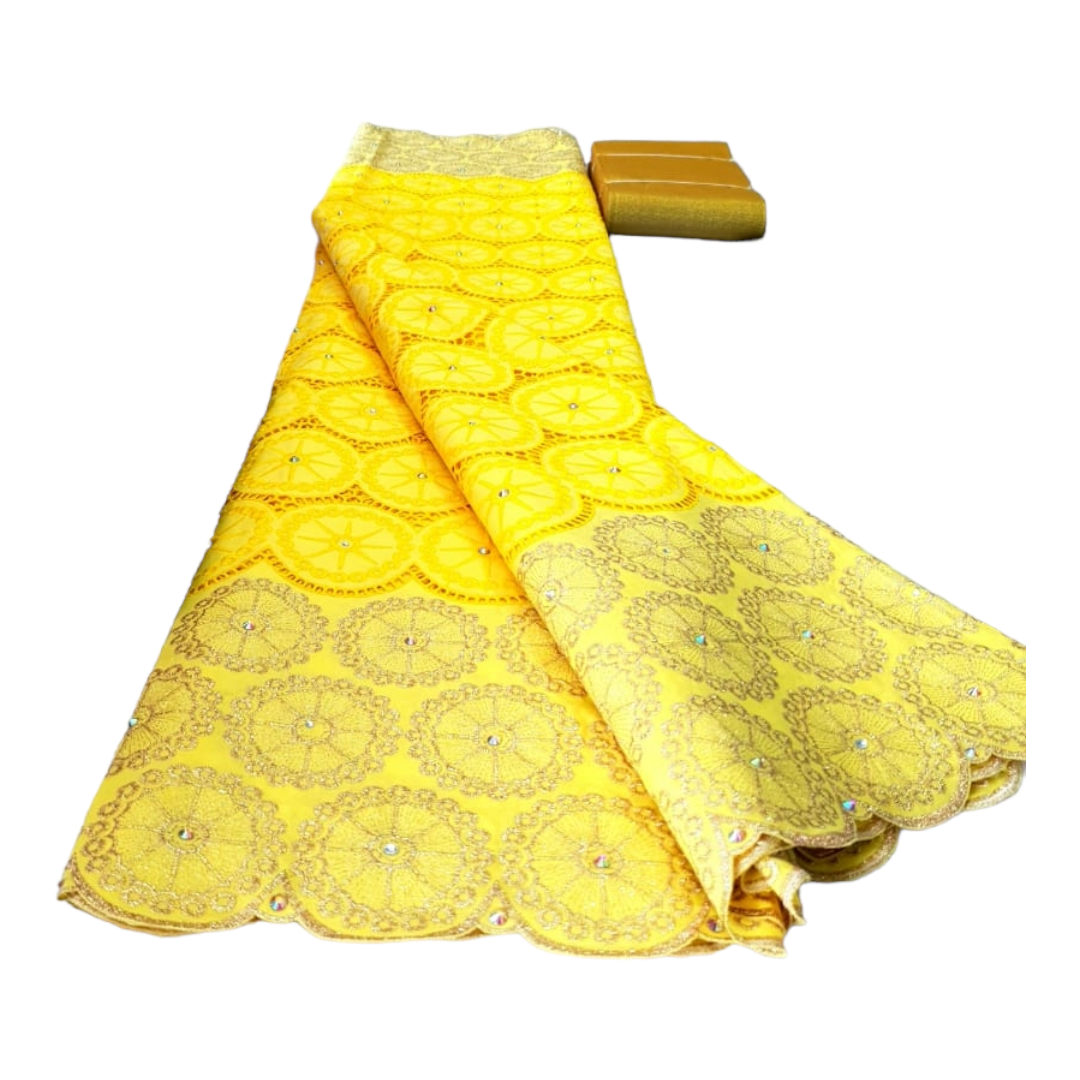 Olivia Yellow BIG stoned Swiss Cotton Lace SCL10C