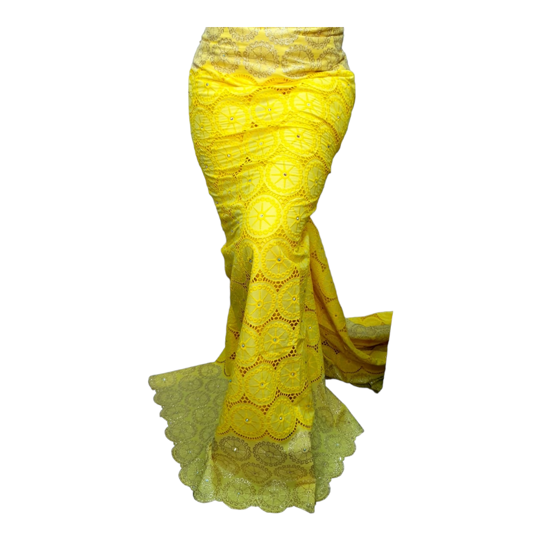 Olivia Yellow BIG stoned Swiss Cotton Lace SCL10C