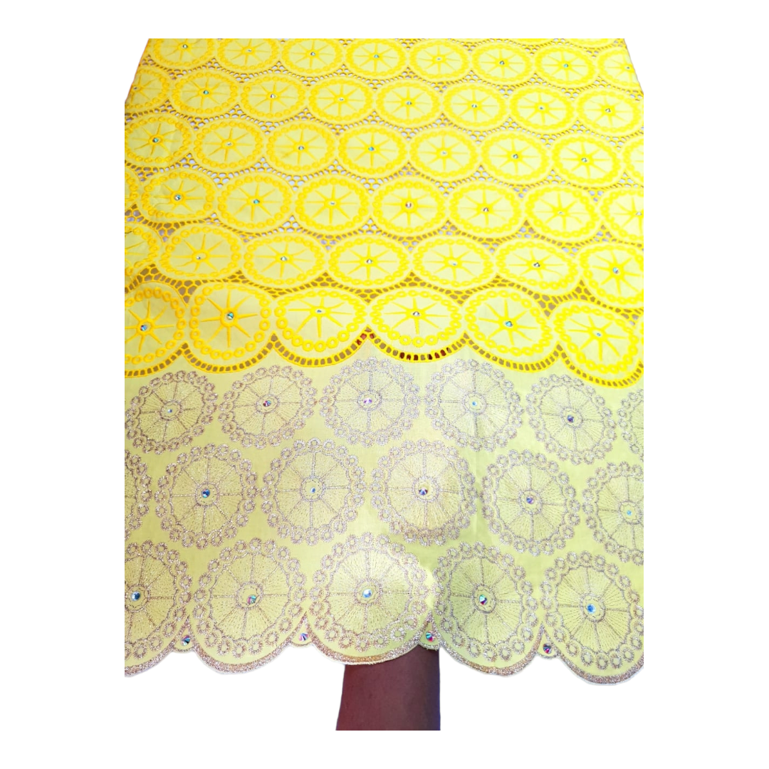 Olivia Yellow BIG stoned Swiss Cotton Lace SCL10C