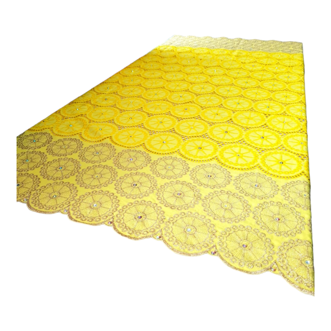 Olivia Yellow BIG stoned Swiss Cotton Lace SCL10C