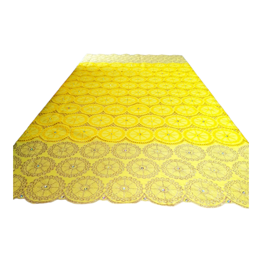 Olivia Yellow BIG stoned Swiss Cotton Lace SCL10C