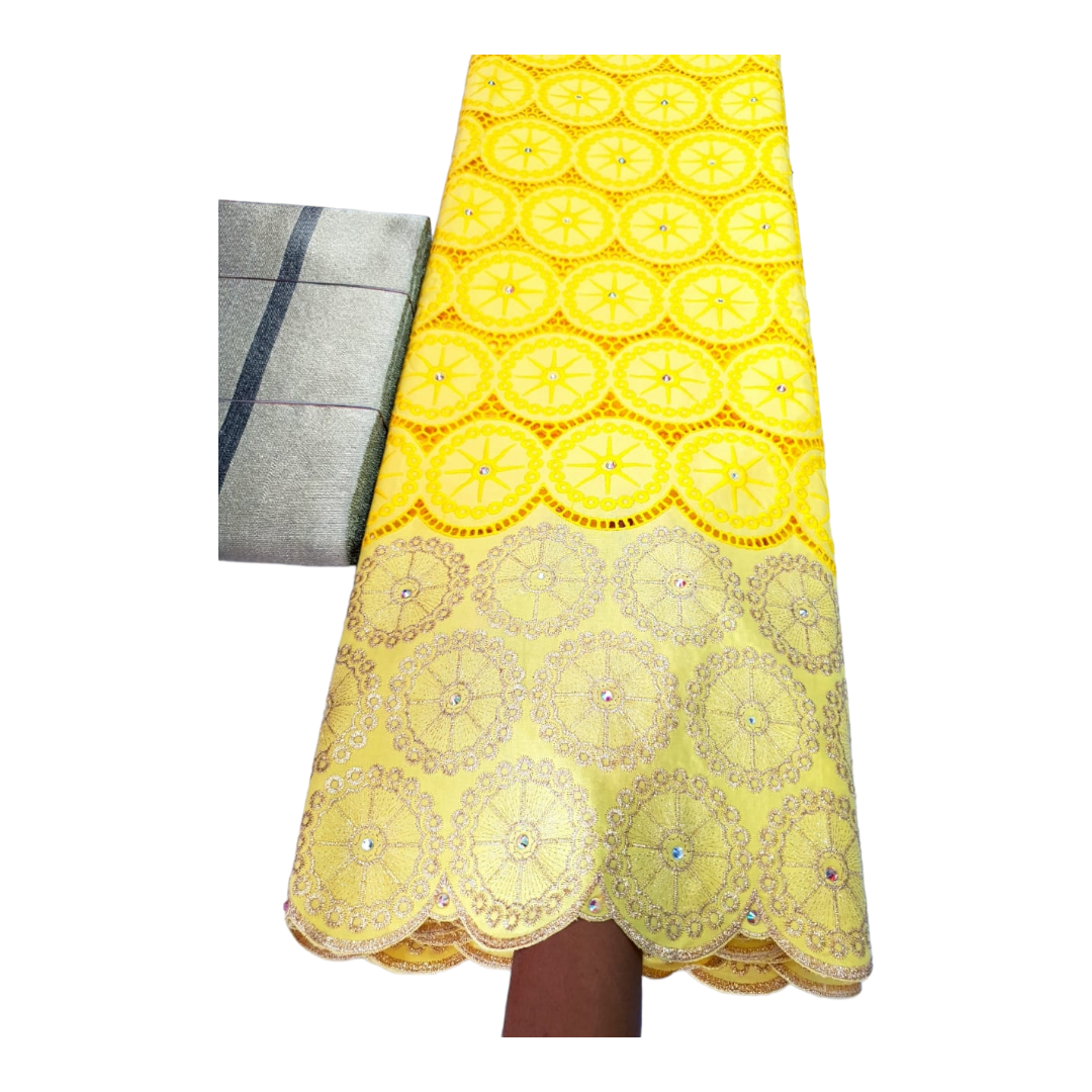 Olivia Yellow BIG stoned Swiss Cotton Lace SCL10C