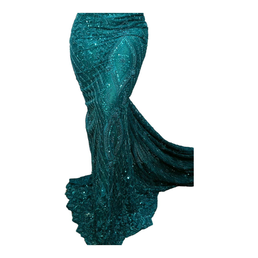 Shikemi Green Beaded Tulle Lace BTL17B