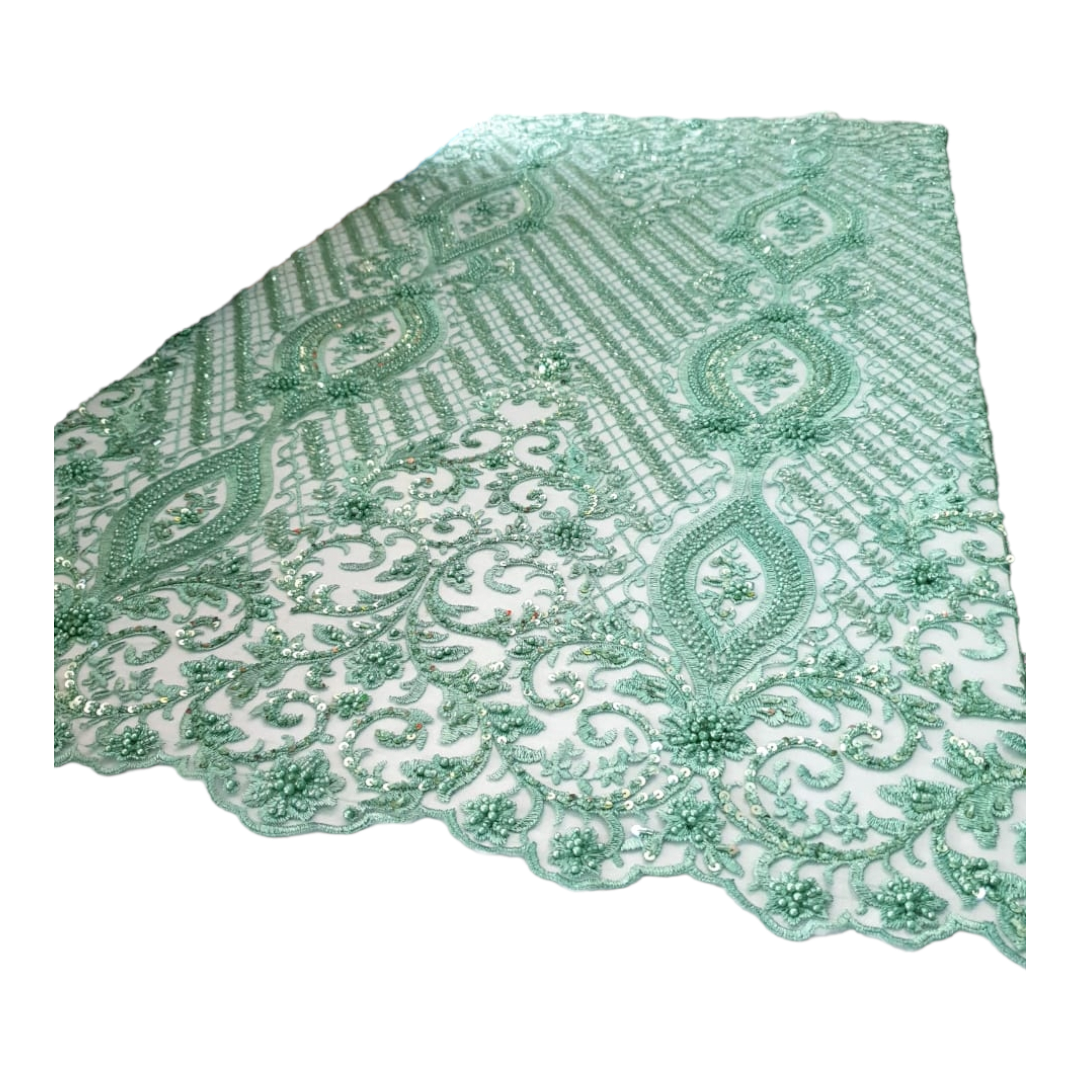 Shikemi Mint Beaded Tulle Lace BTL17B