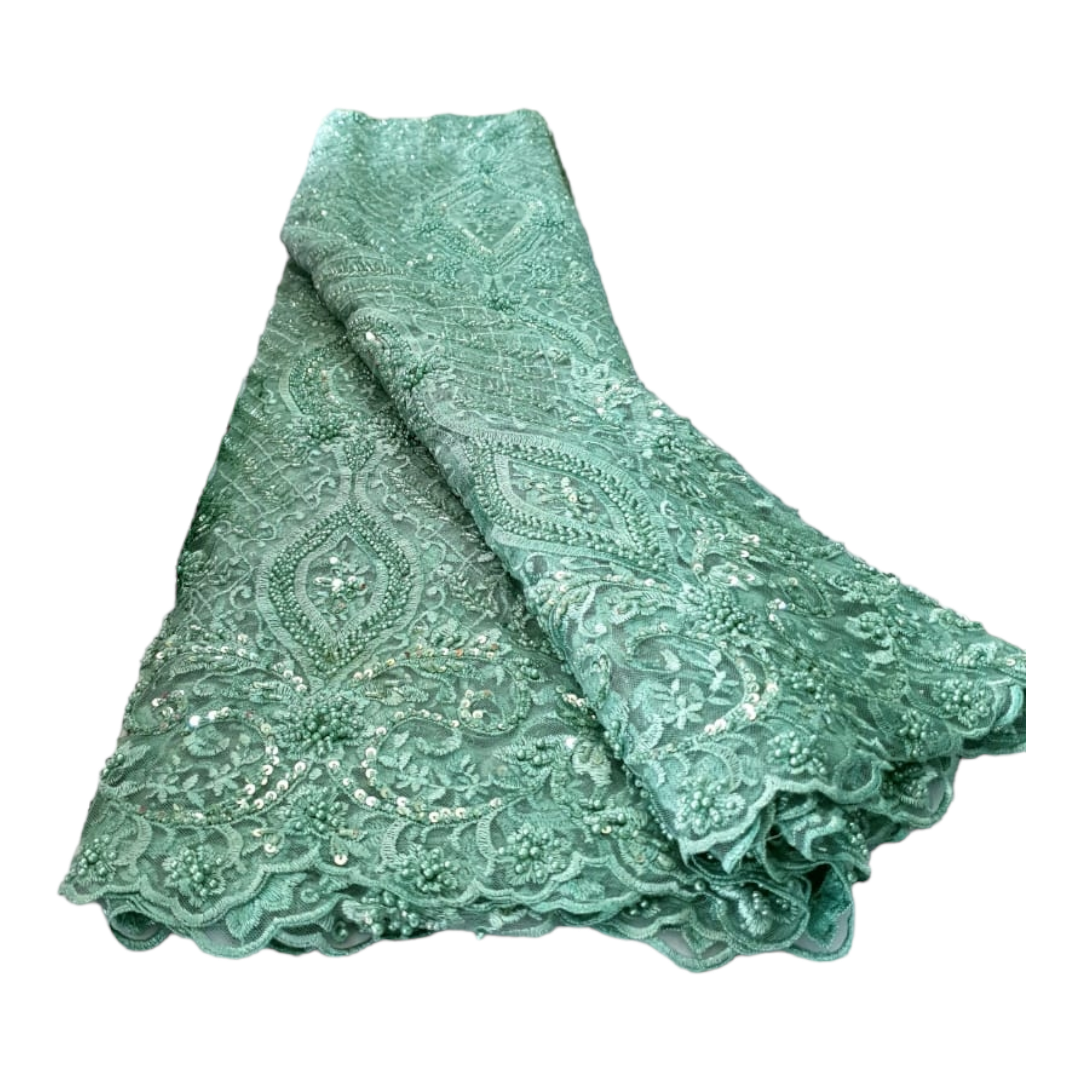 Shikemi Mint Beaded Tulle Lace BTL17B