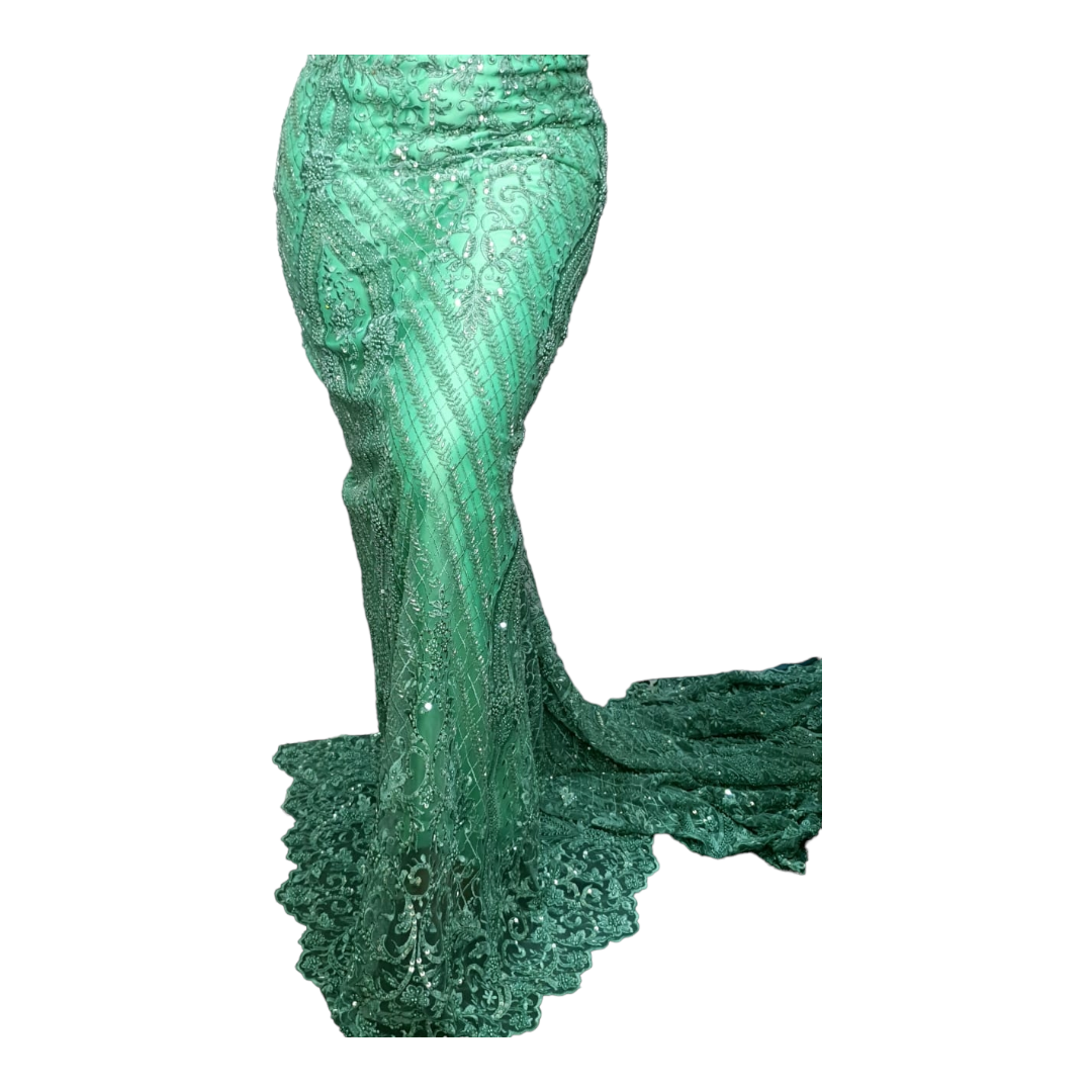 Shikemi Mint Beaded Tulle Lace BTL17B