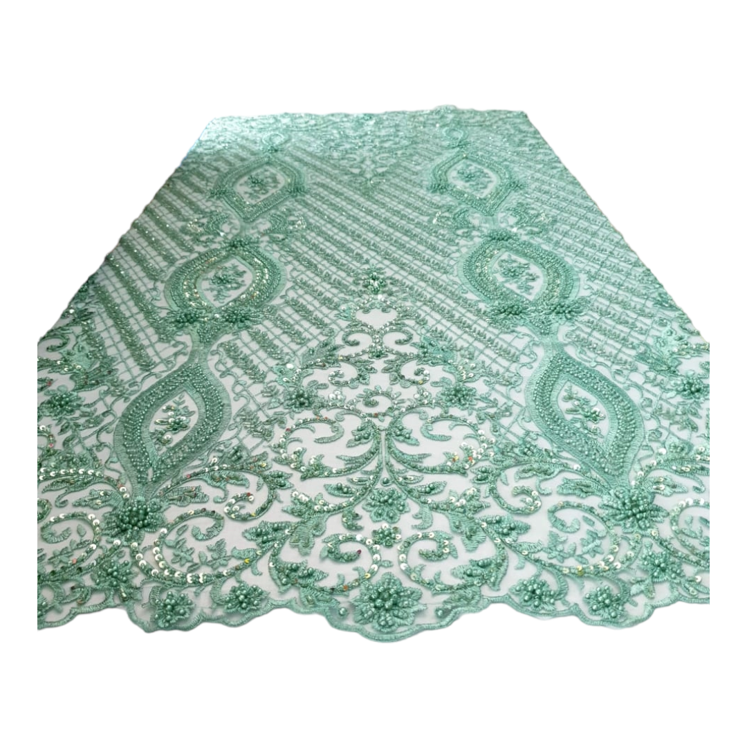 Shikemi Mint Beaded Tulle Lace BTL17B