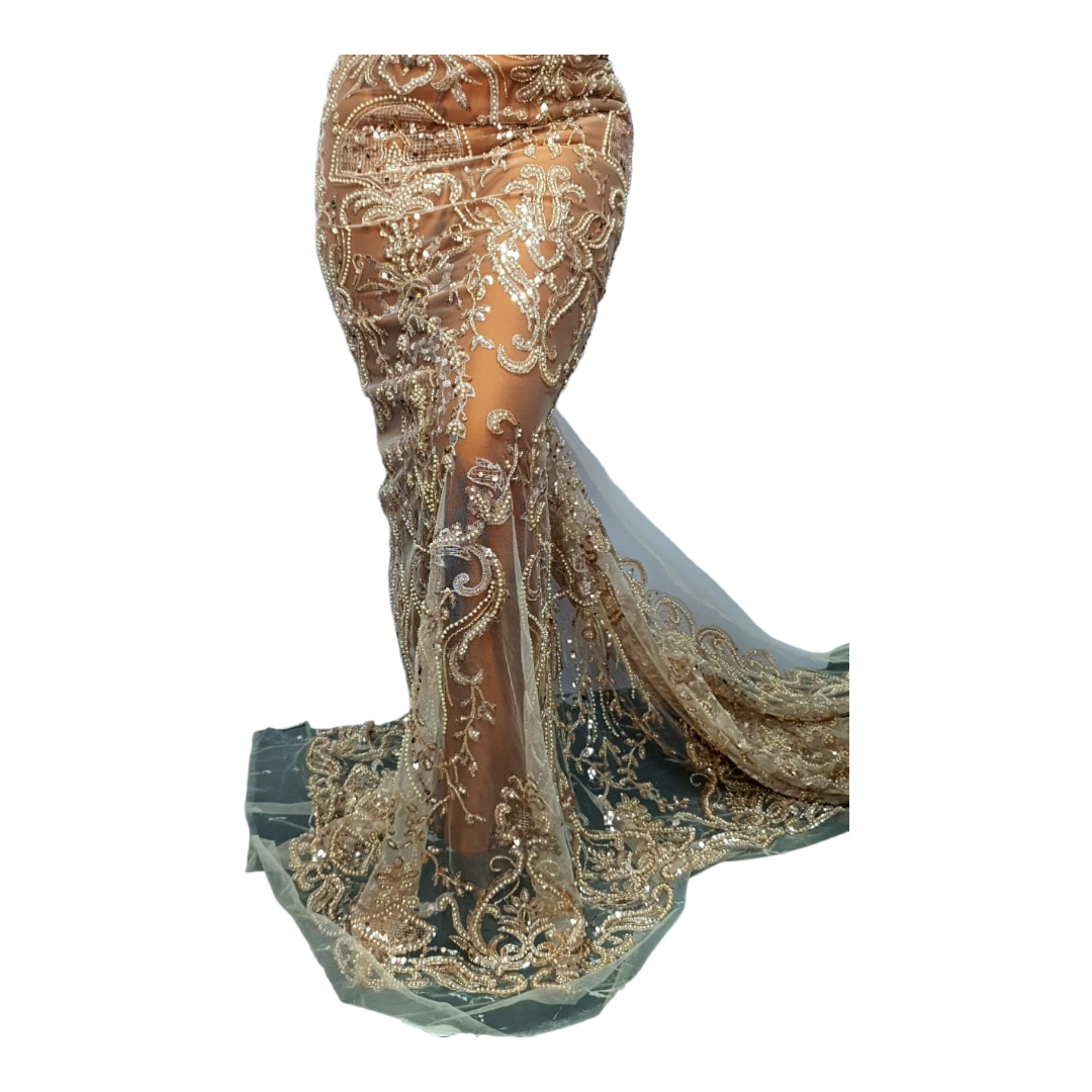 Charlotte Rosegold Beaded Tulle Lace BTL15A