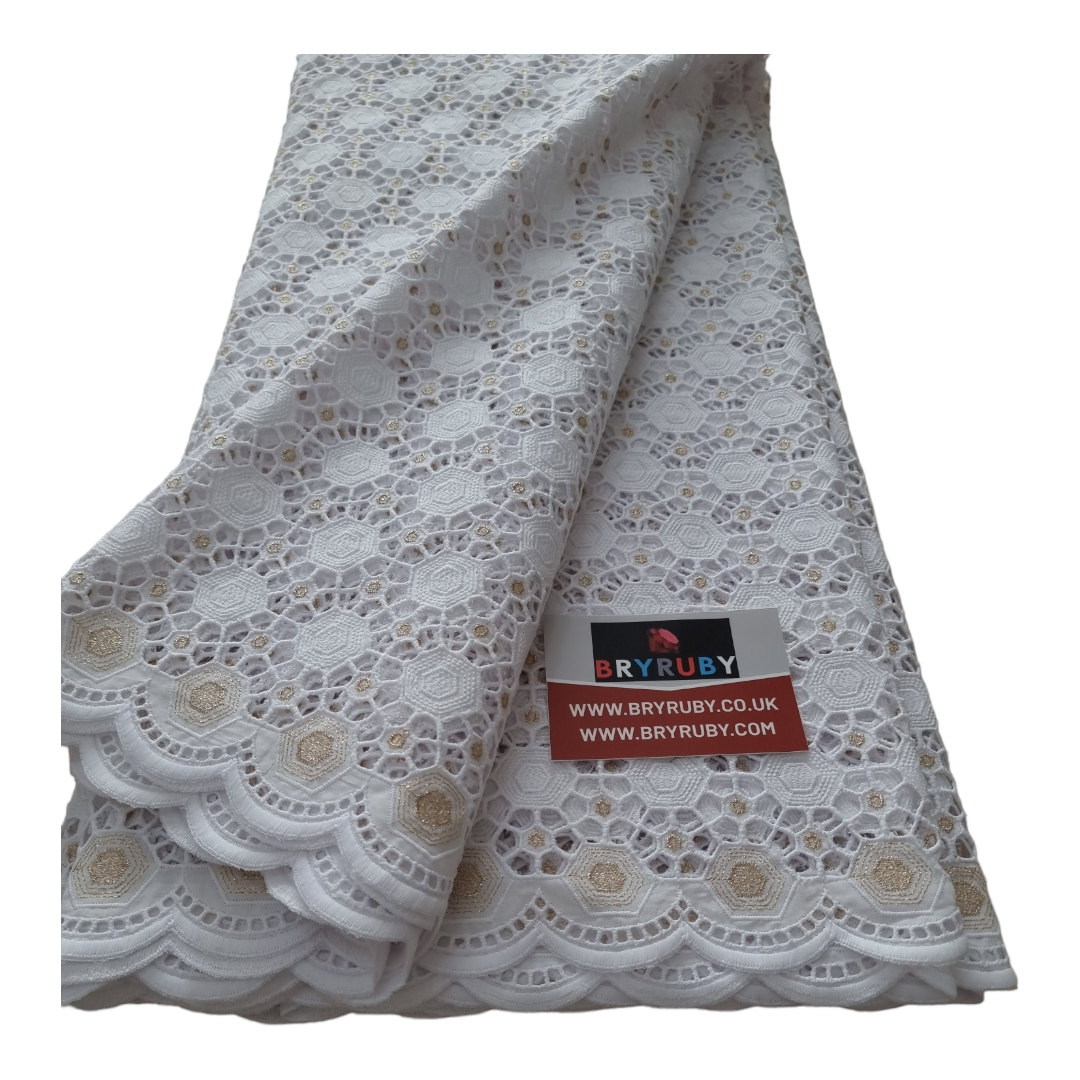 Lala WhiteGold no stones Swiss Cotton Lace - SCL12A