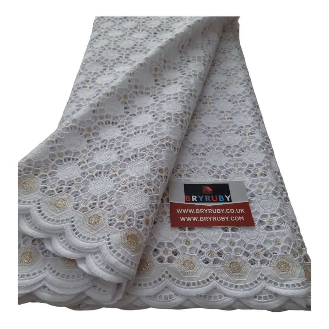 Lala WhiteGold no stones Swiss Cotton Lace - SCL12A