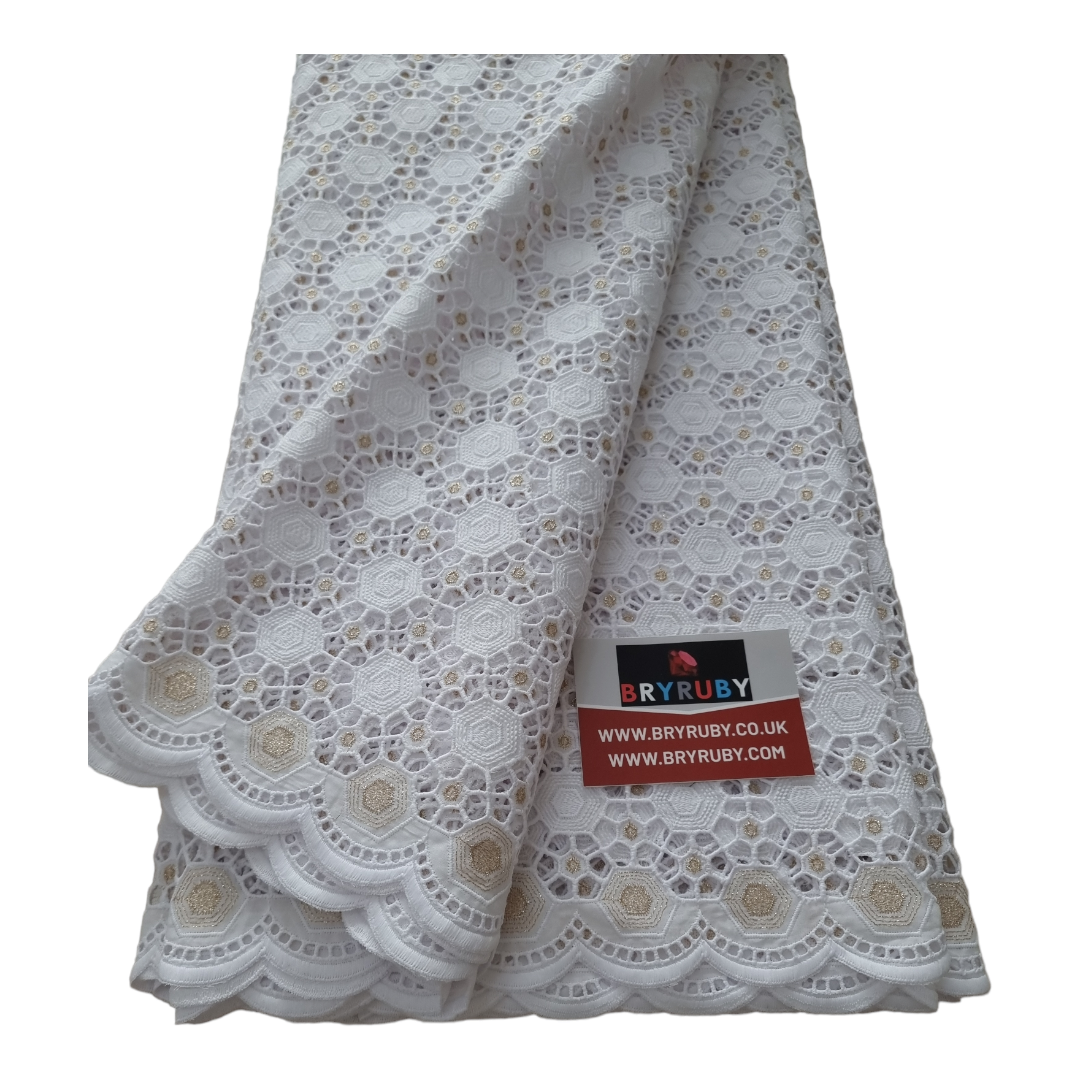 Lala WhiteGold no stones Swiss Cotton Lace - SCL12A