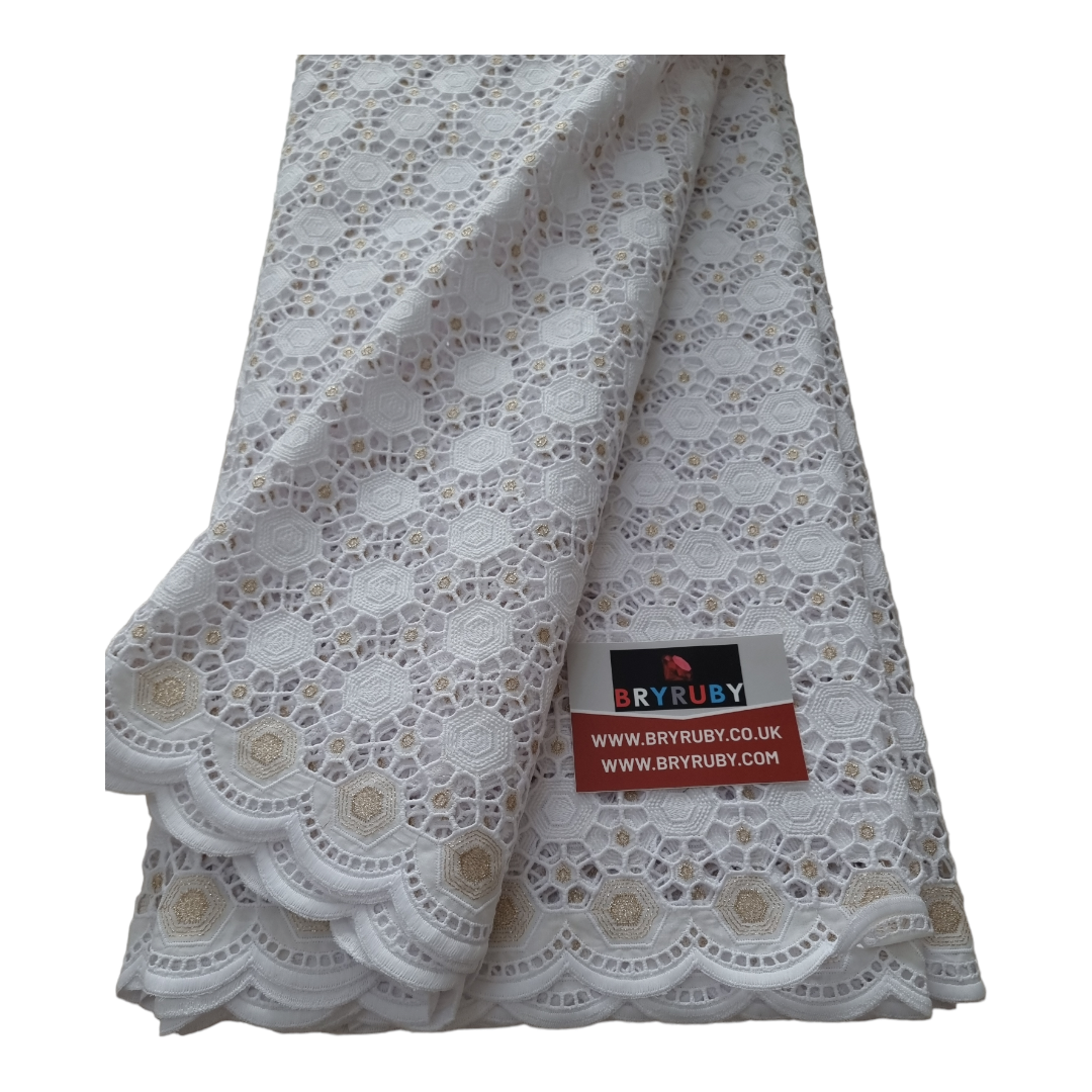 Lala WhiteGold no stones Swiss Cotton Lace - SCL12A