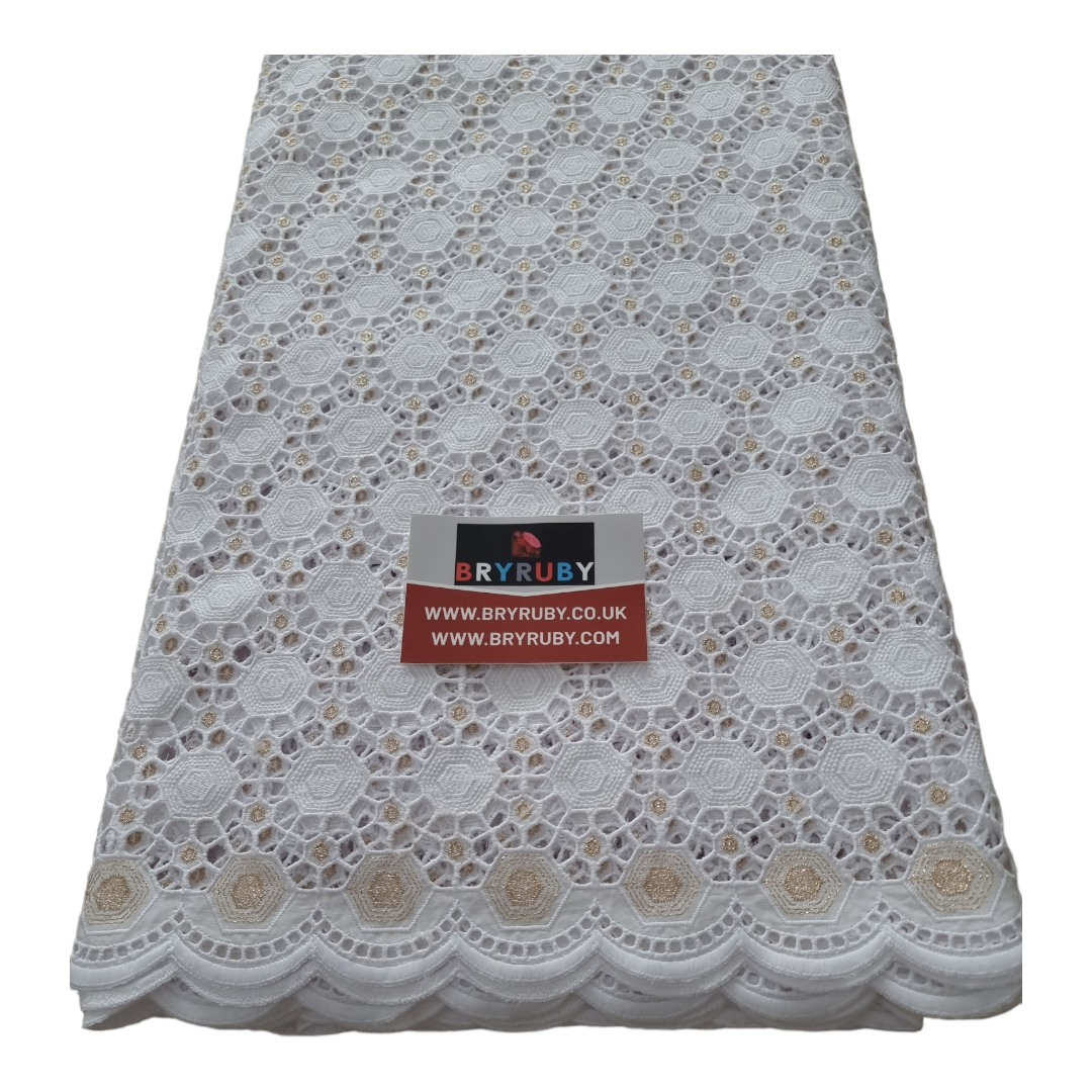 Lala WhiteGold no stones Swiss Cotton Lace - SCL12A